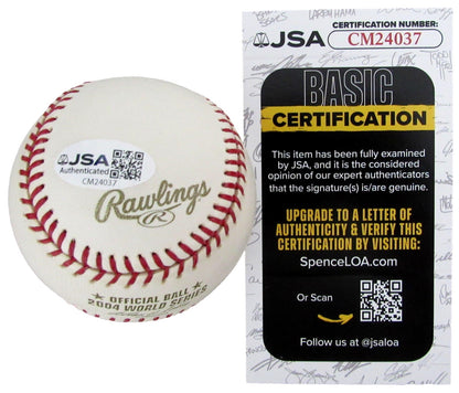 Signed Derek Lowe Baseball 2004 World Series JSA 208262 Inscribed Boston Red Sox