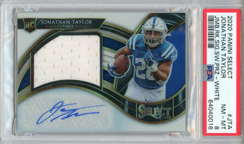 Jonathan Taylor Autographed 2020 Panini Select Jumbo Patch White Prizm Rookie Ca
