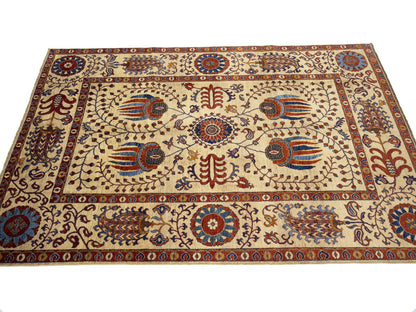 Carpet 7X10 Handspun Wool Afghan Oriental Rug Large Floral Design Living Room