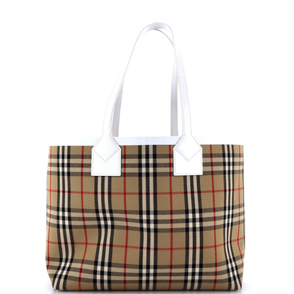 Burberry London Tote Vintage Check Canvas Small