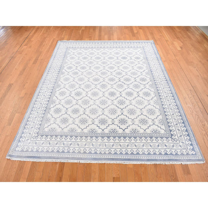 8'1"X10'2" Ivory Agra Mughal Dynasty Design Cotton Hand Knotted Rug