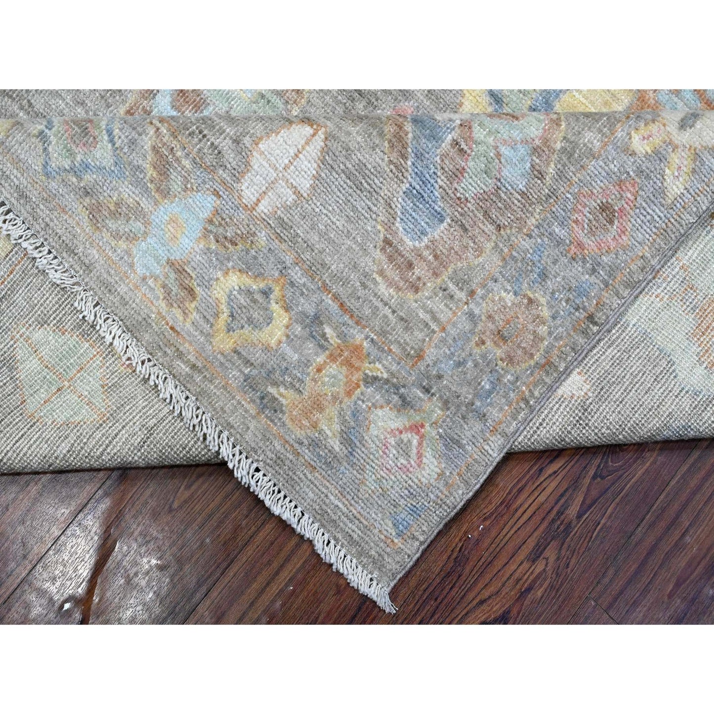 8'X9'8" Anvil Gray Extra Soft Wool Weft Afghan Angora Oushak Oriental Rug