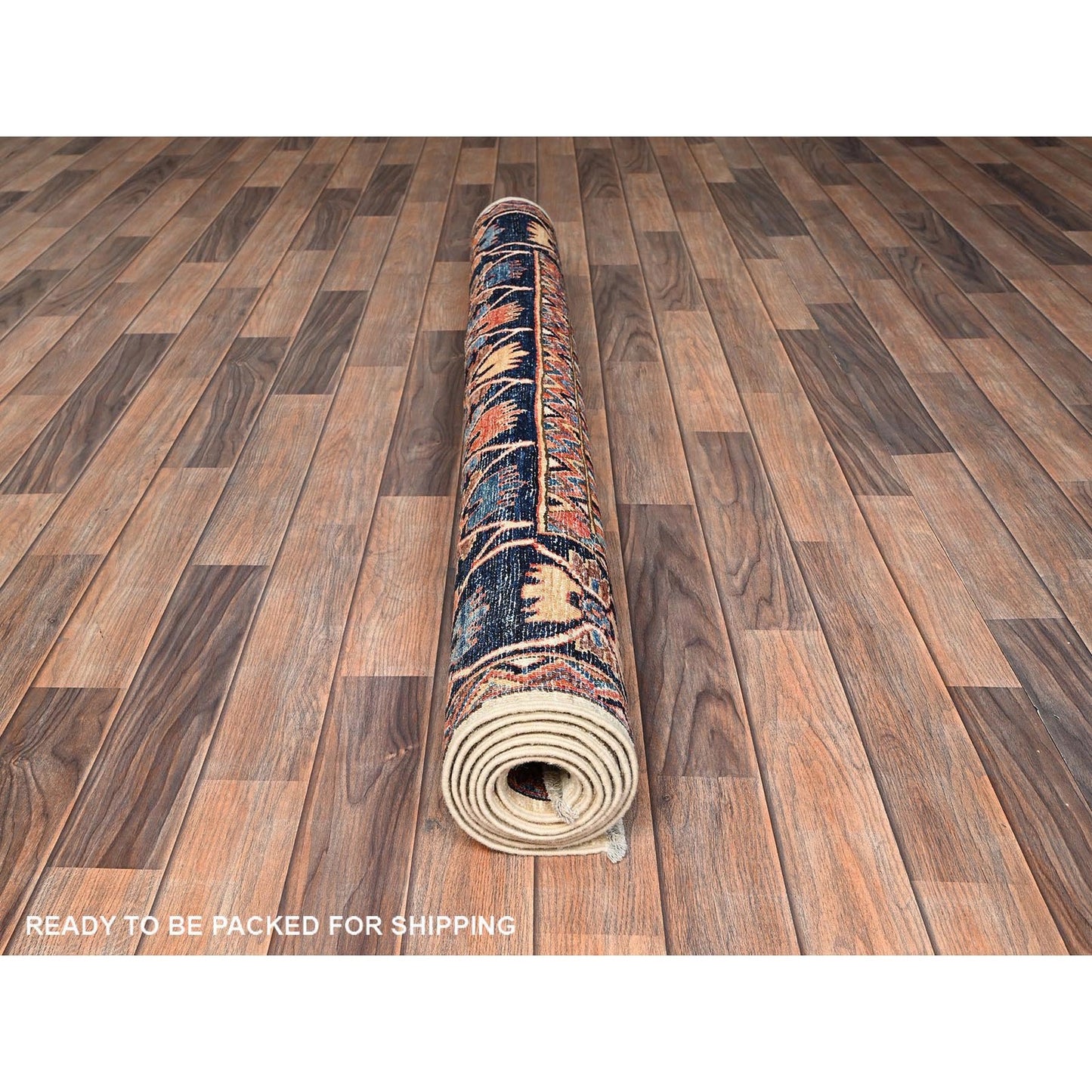 Knotted 4'10"x7'6" Ivory Pure Wool Rug Northwest Zoroastrian Design Hand