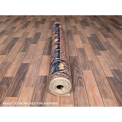 Knotted 4'10"x7'6" Ivory Pure Wool Rug Northwest Zoroastrian Design Hand