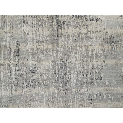 2'6"X29'9" Gray Hand Knotted Modern Undyed Natural Wool Xl Runner Rug