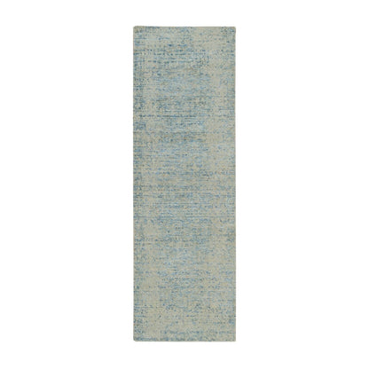 2'6"X8 Gray Modern Jacquard Hand Loomed Wool And Silk Runner Oriental Rug