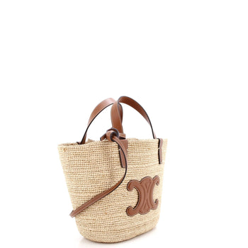 Celine Classic Panier Basket Tote Raffia And Leather Teen