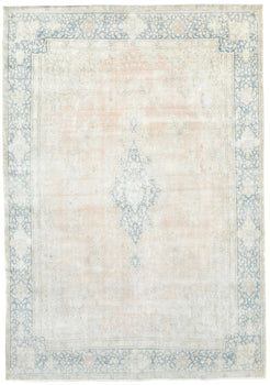 Semi-Antique Floral Distressed Oriental Rug 9X13