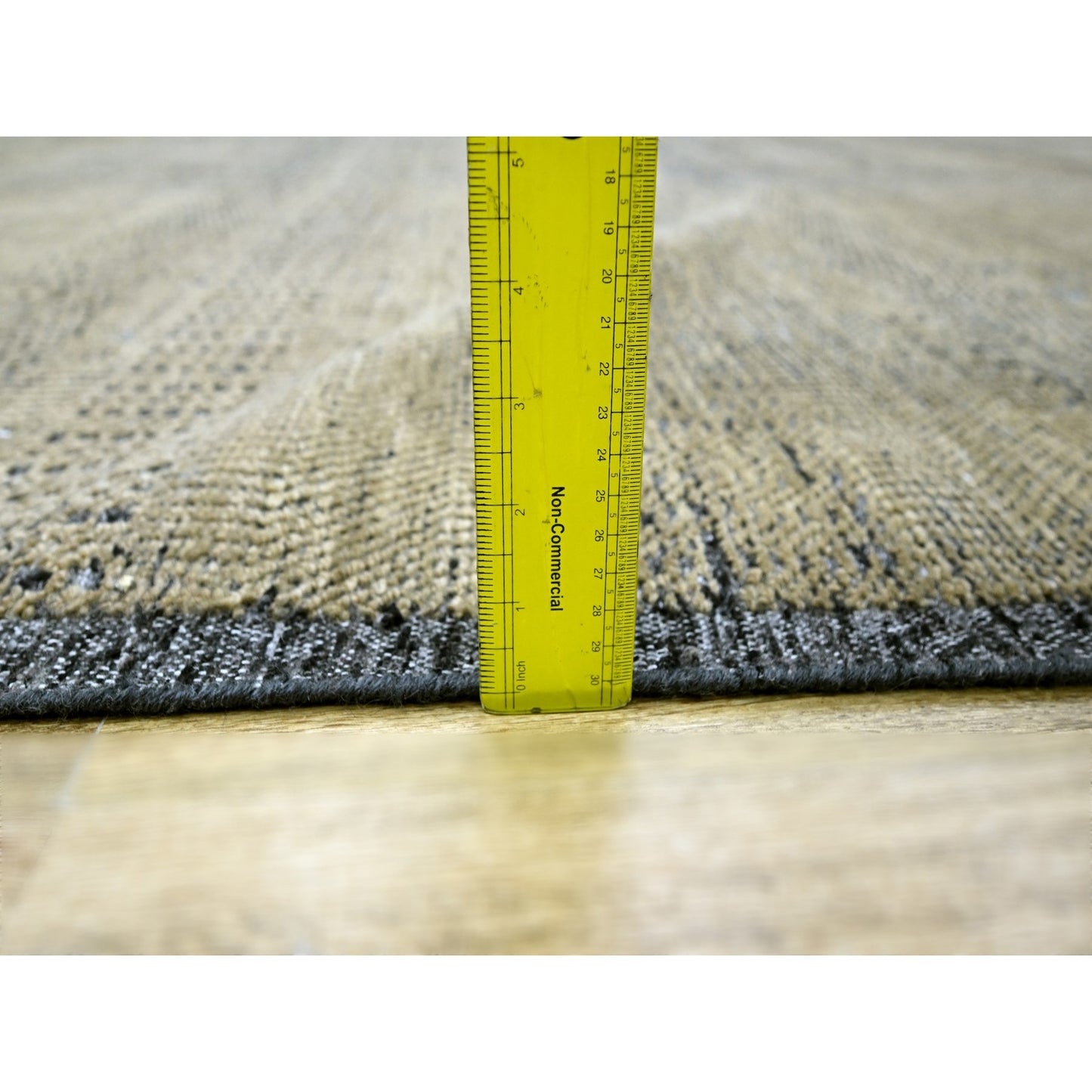 10'X14' Brown & Black Oxidized Grass Design Pure Wool Hand Knotted Rug