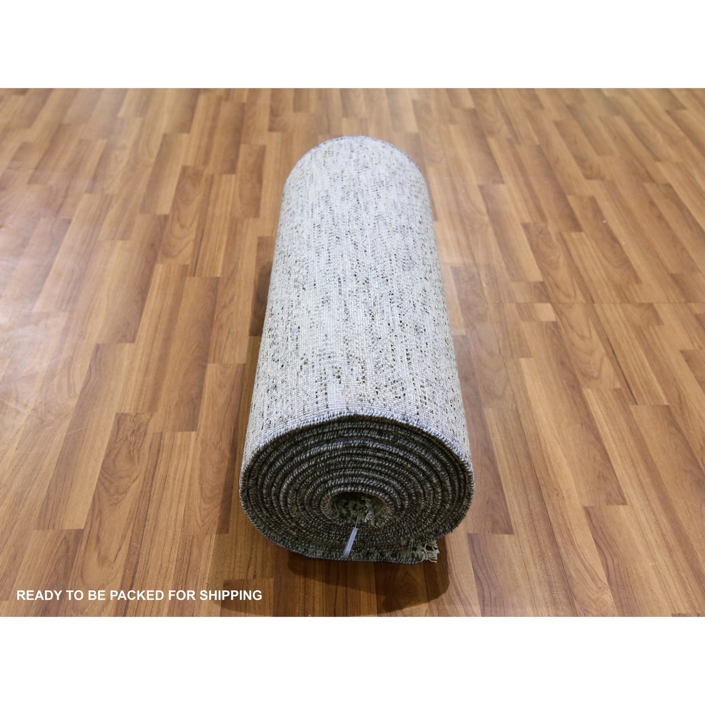 2'6"X20'5" Gray Undyed Wool Hand Knotted Grass Design Xl Runner Rug