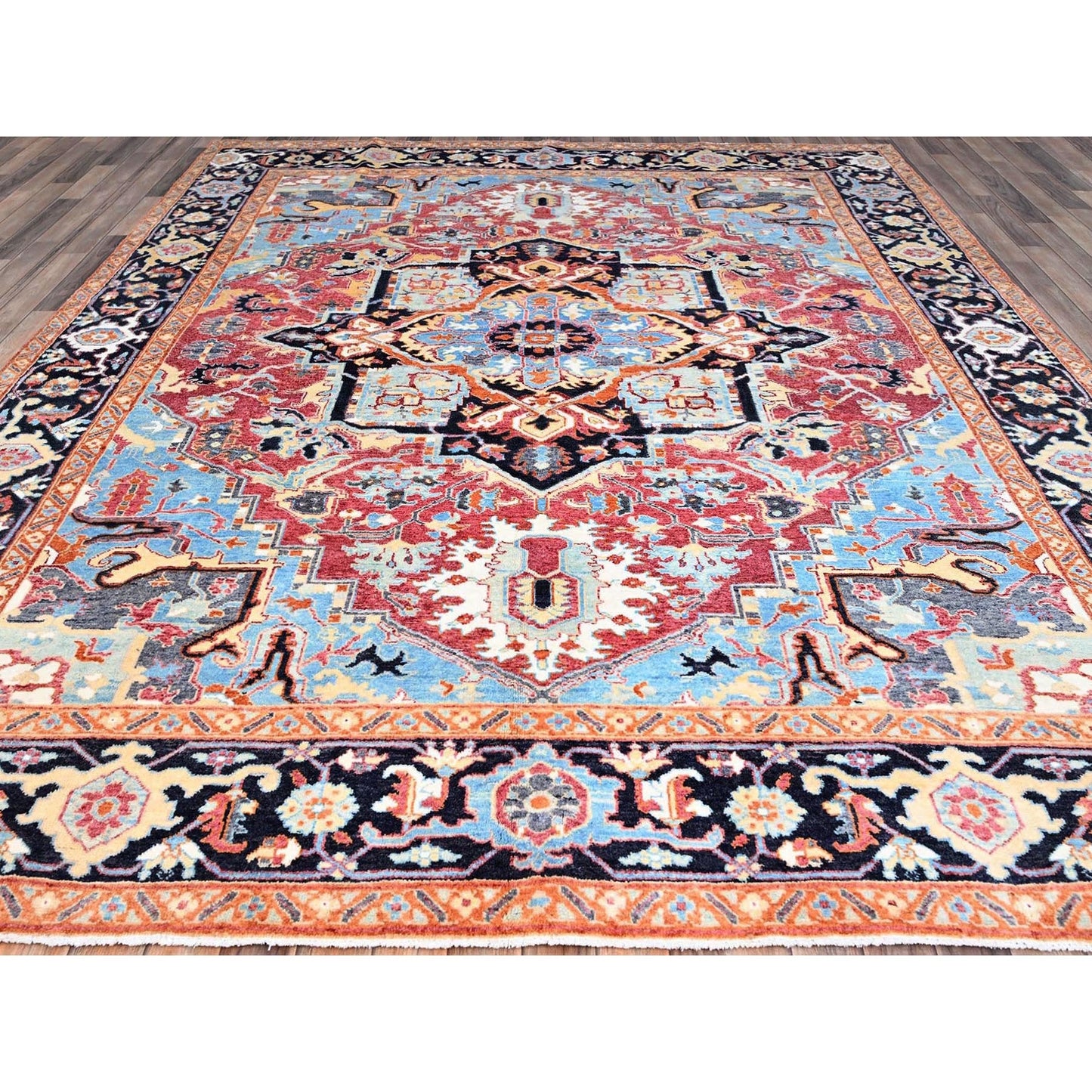 9'2"X11'8" Pink Seeripe Heris Wool Hand Knotted Denser Weave Oriental Rug