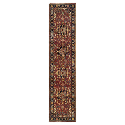 2'7"X12' Red Hand Knotted Saroogh Re-Creation 100% Wool Runner Rug