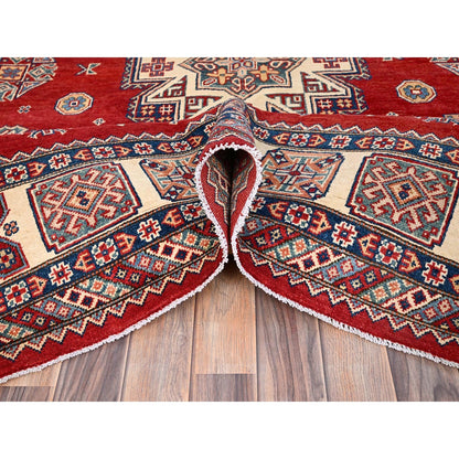 8'2"X10' Red Special Kazak Large Elements Hand Knotted Oriental Wool Rug