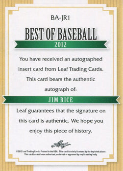 Jim Rice 2012 Leaf Autographed Card