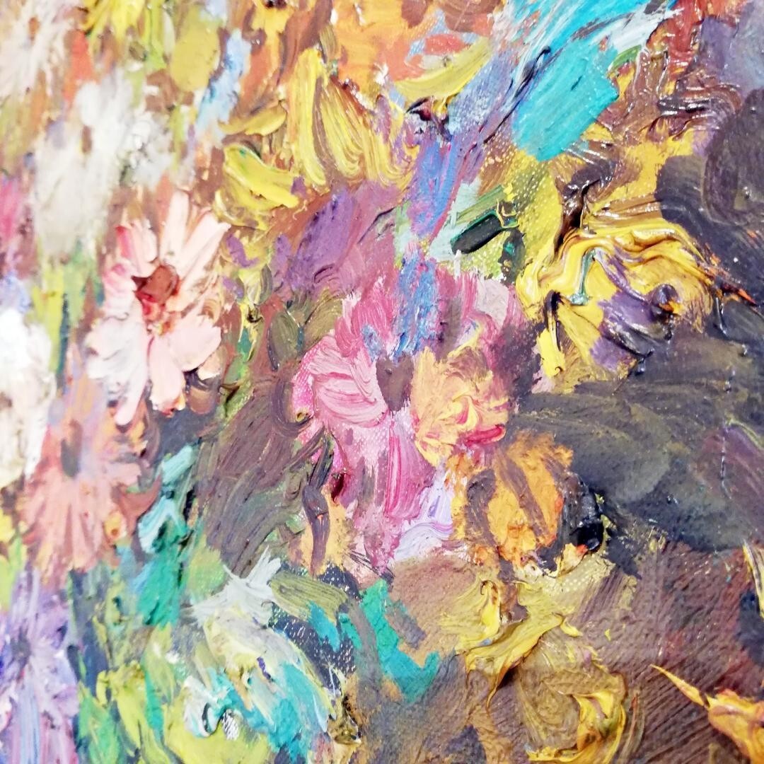 Wlodzimierz Borowczyk Polish Art Original Oil On Canvas Signed Still Life Flower