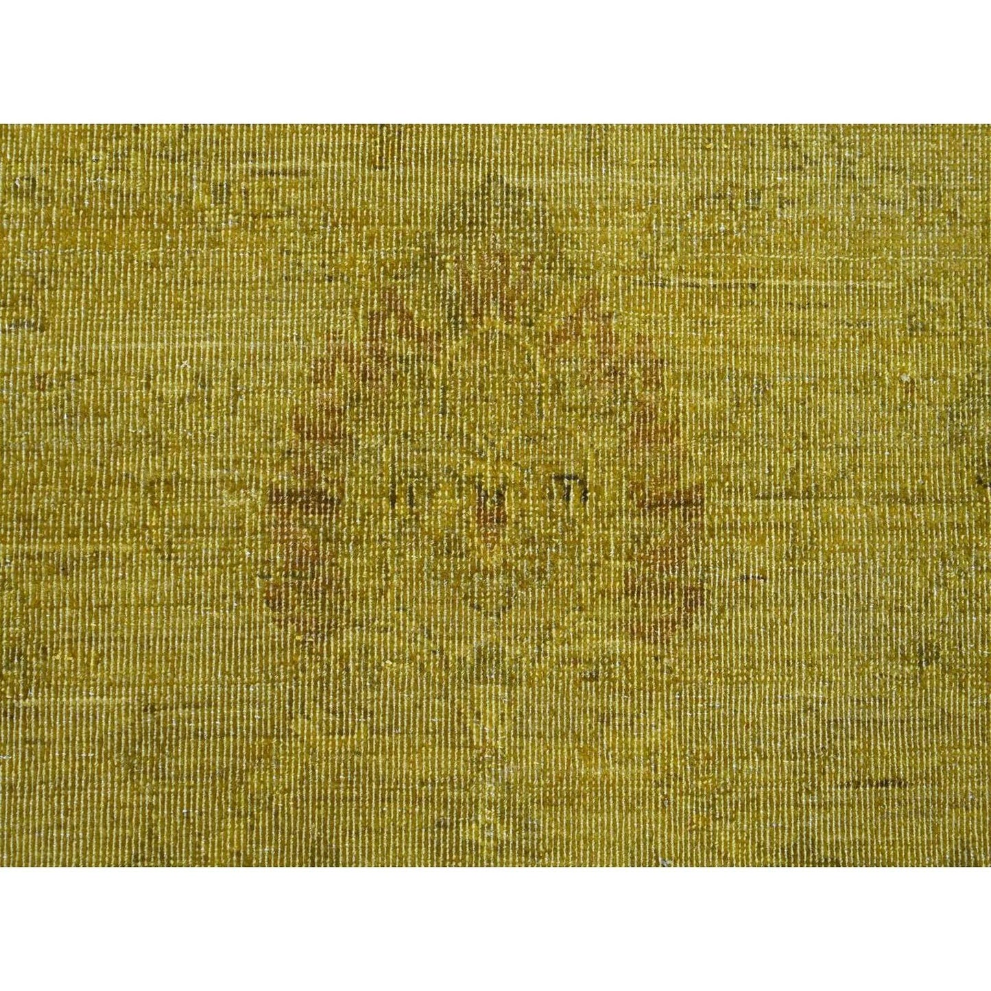 7'7"X9'7" Yellow Overdyed Zero Pile Tribal Design Hand Knotted Wool Rug