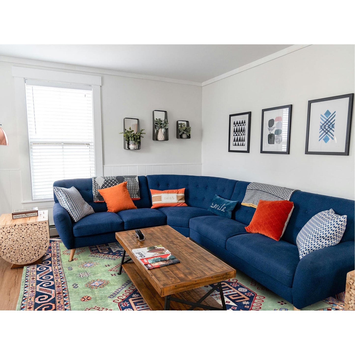 9'2"X11'7" Green Special Kazak Geometric Design Hand Knotted Pure Wool Rug