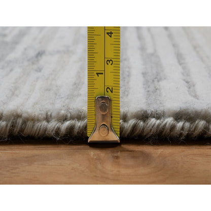 8'X10'2" Cream White Modern Design Hand Knotted Undyed Natural Wool Rug