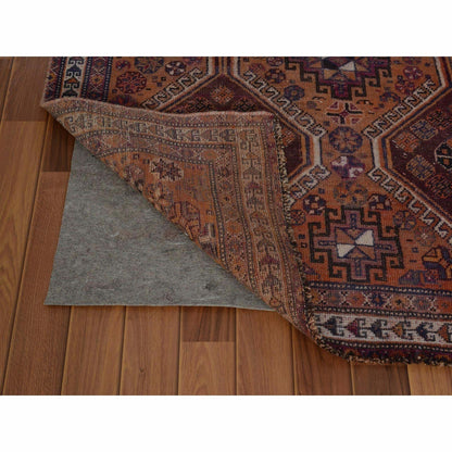 3'10"X9'1" Wide Runner Vintage And Worn Down Hand Knotted Oriental Rug