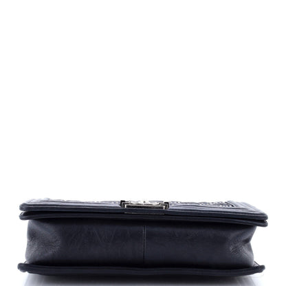 Chanel Boy Flap Bag Studded Quilted Distressed Calfskin Old Medium