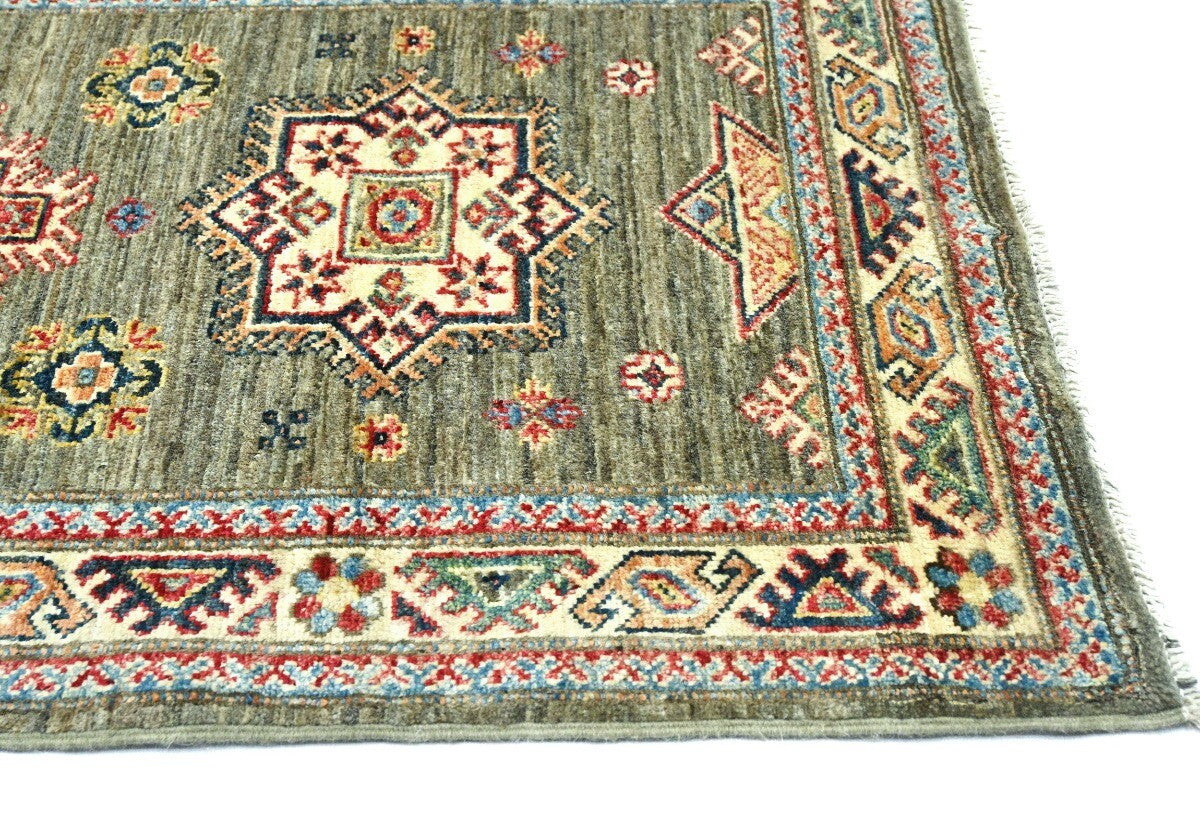 Kazak Oriental Runner Rug Geometric Design