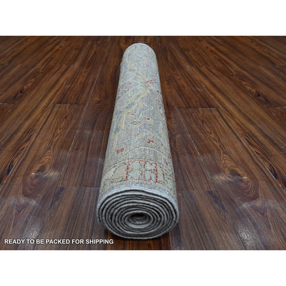 3'X11'7" Dorian Gray Bidjar Garus Hand Knotted Wool Runner Aryana Rug