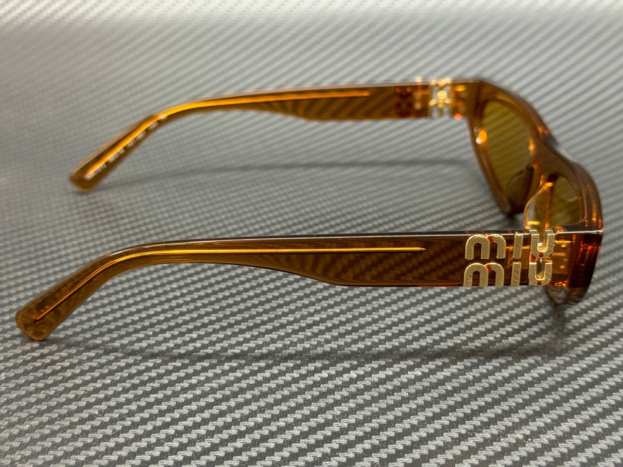 MIU MU 07ZS 15T0B7 Caramel Transparent Yellow Women's 56 mm Sunglasses