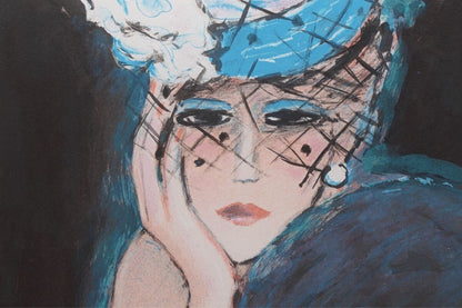 Jean-Pierre Cassigneul Lithograph Print "Veil Woman" Framed