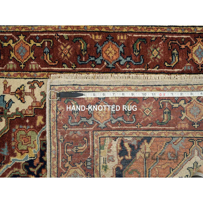 2'6"X18' Ivory Wool Heris Re-Creation Hand Knotted Xl Runner Oriental Rug