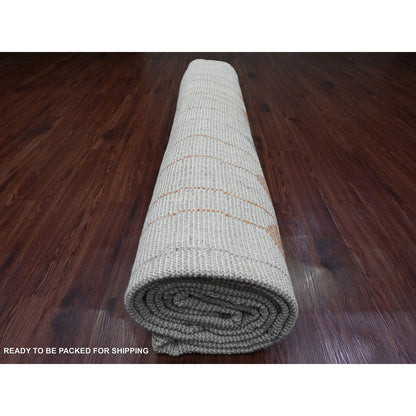 12'5"X15'2" White Moroccan Weave Kite Design Soft Wool Hand Knotted Rug