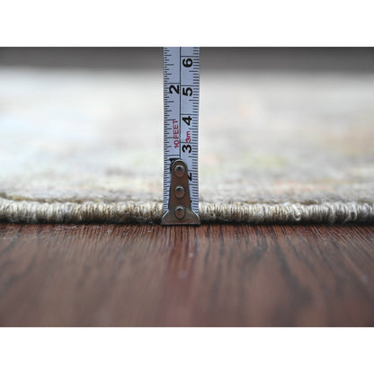 3'1"X5'10" Brown Angora Oushak Leaf Design Hand Knotted Wool Runner Rug