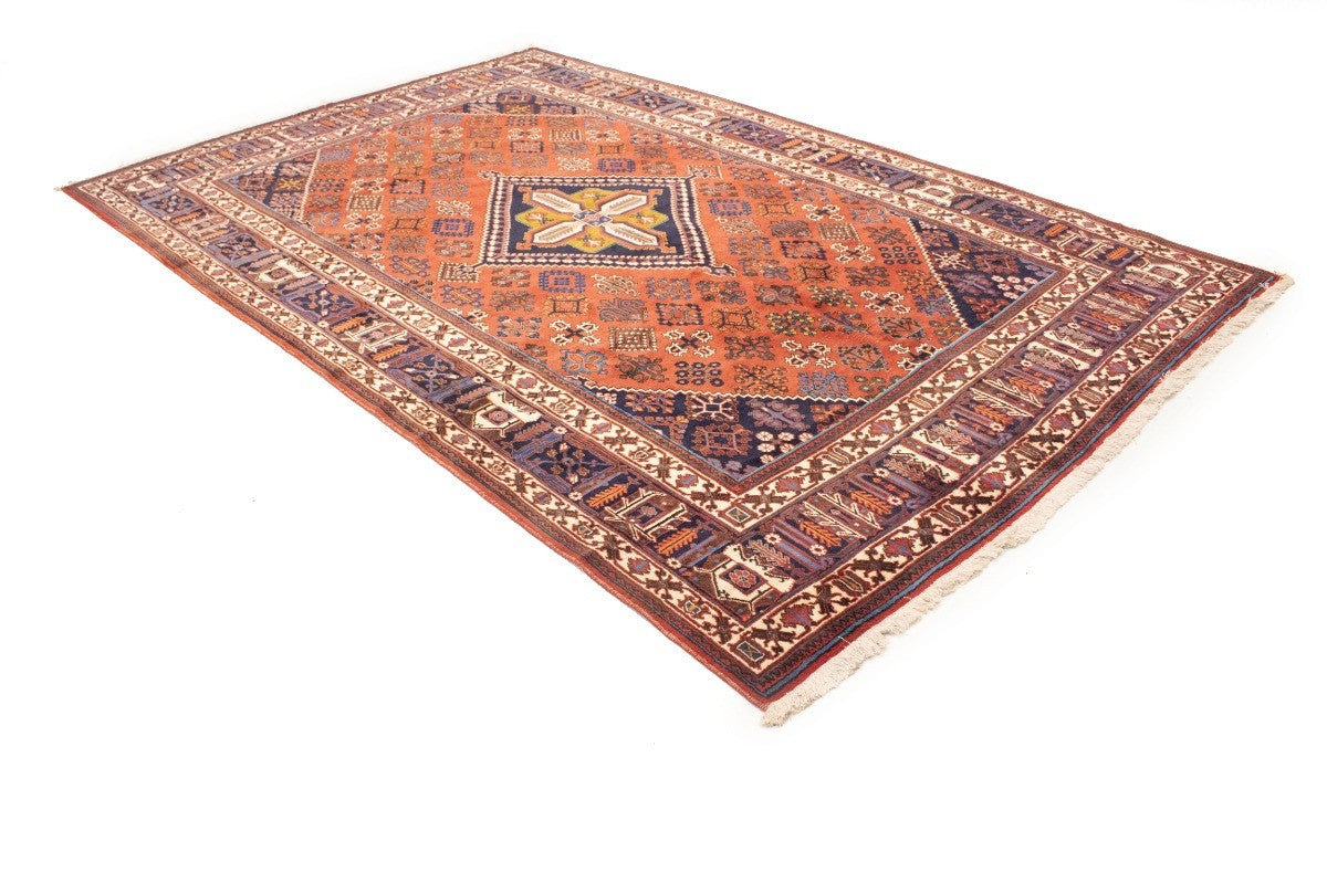Rug handmade vintage wool oriental carpet 8x12 geometric tribal farmhouse