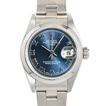 Rolex Oyster Perpetual Date 79160 Blue Case Size 26Mm Ladies Used Watch #61262