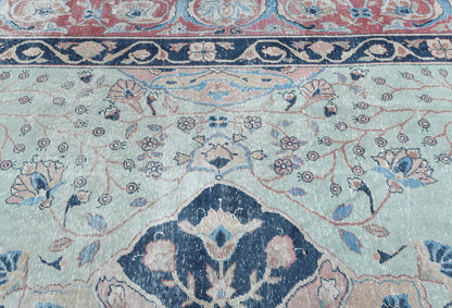 Handmade Antique Vintage Oriental Rug Floral Living Room Carpet 7'11x9'2 ft