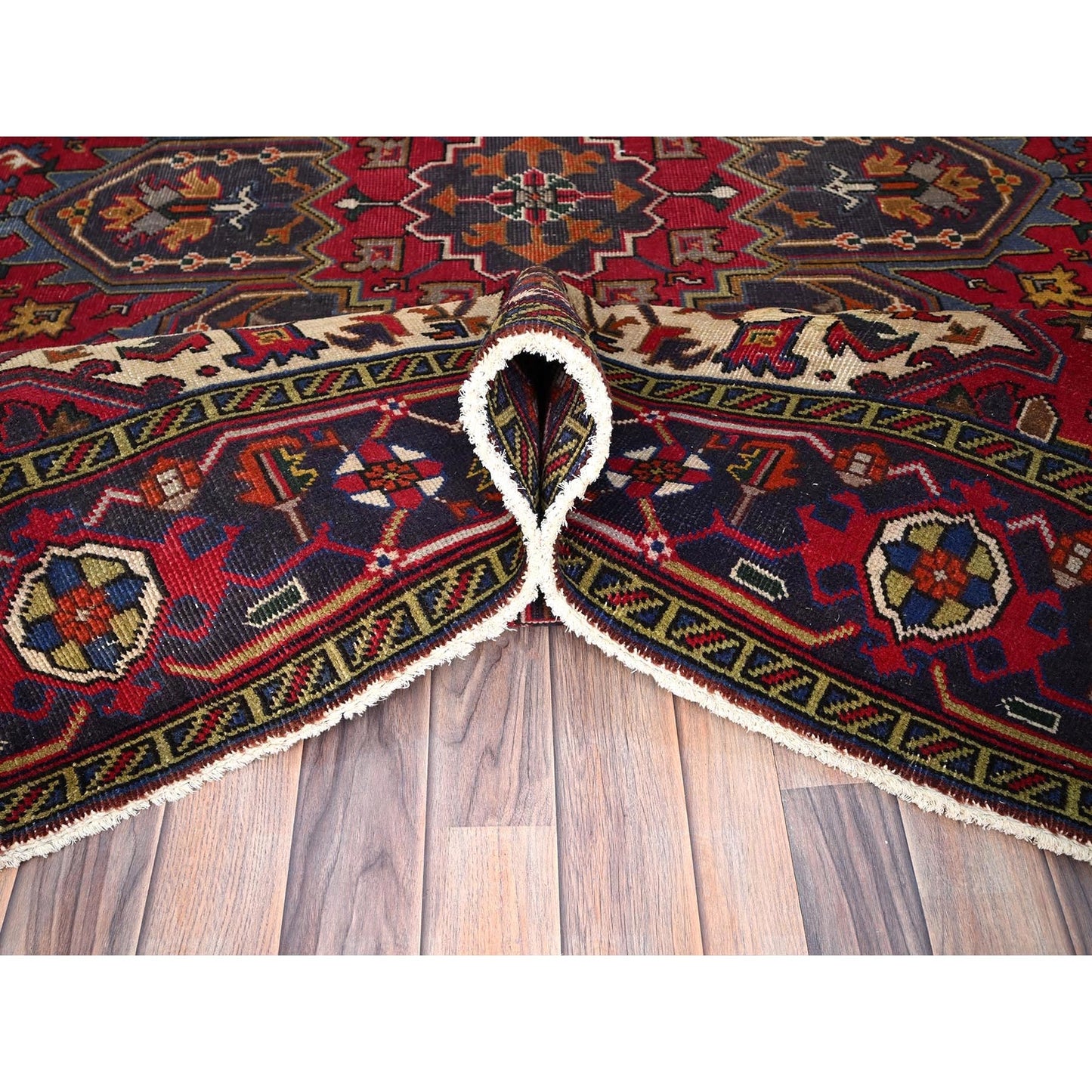 6'4"X9'3" Cranberry Zing Red Zoroastrian Cleaned And Secured Oriental Rug