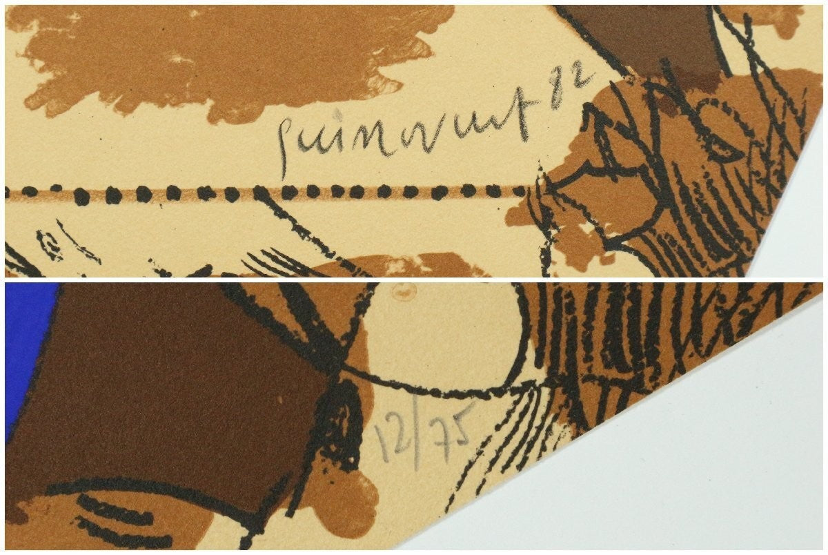 Josep Guinovart Serie P 1982 Lithograph Abstract Spanish Expressionist Print