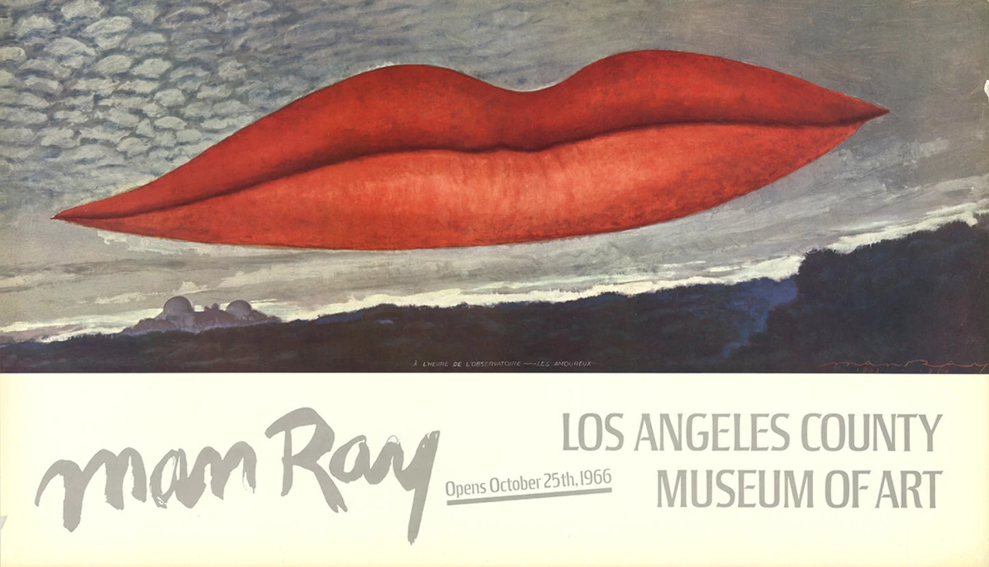 Man Ray Lips " Poster Surrealism Red Gray