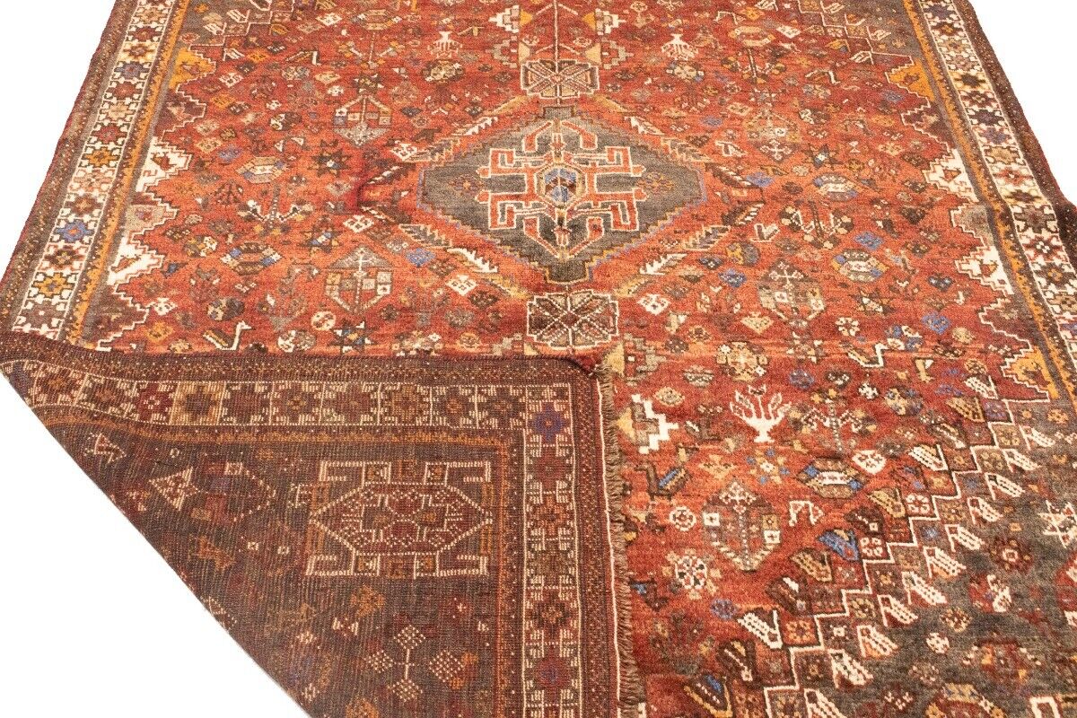 Tribal Vintage Oriental Rug Rusty Red Carpet