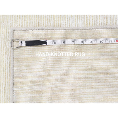 3'1"X5'1" Silk With Textured Wool Tone On Tone Striae Design Handmade Rug