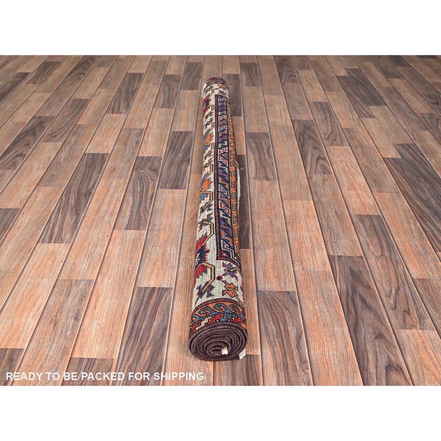 5'2"X6' Blue Afghan Antique Caucasian Design Hand Knotted Wool Squarish Rug