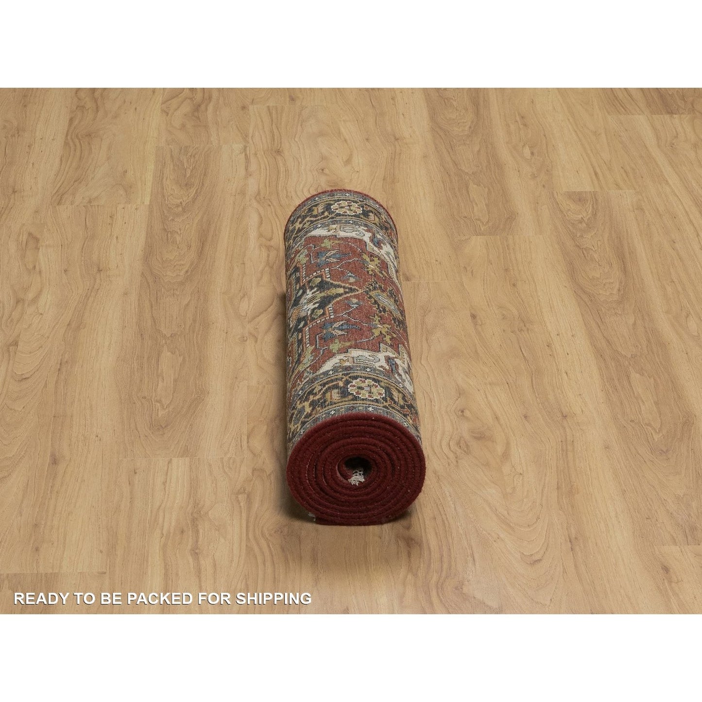 2'8"X10' Ruby Red Hand Knotted Wool Rug Runner Antiqued Fine Heris Revival