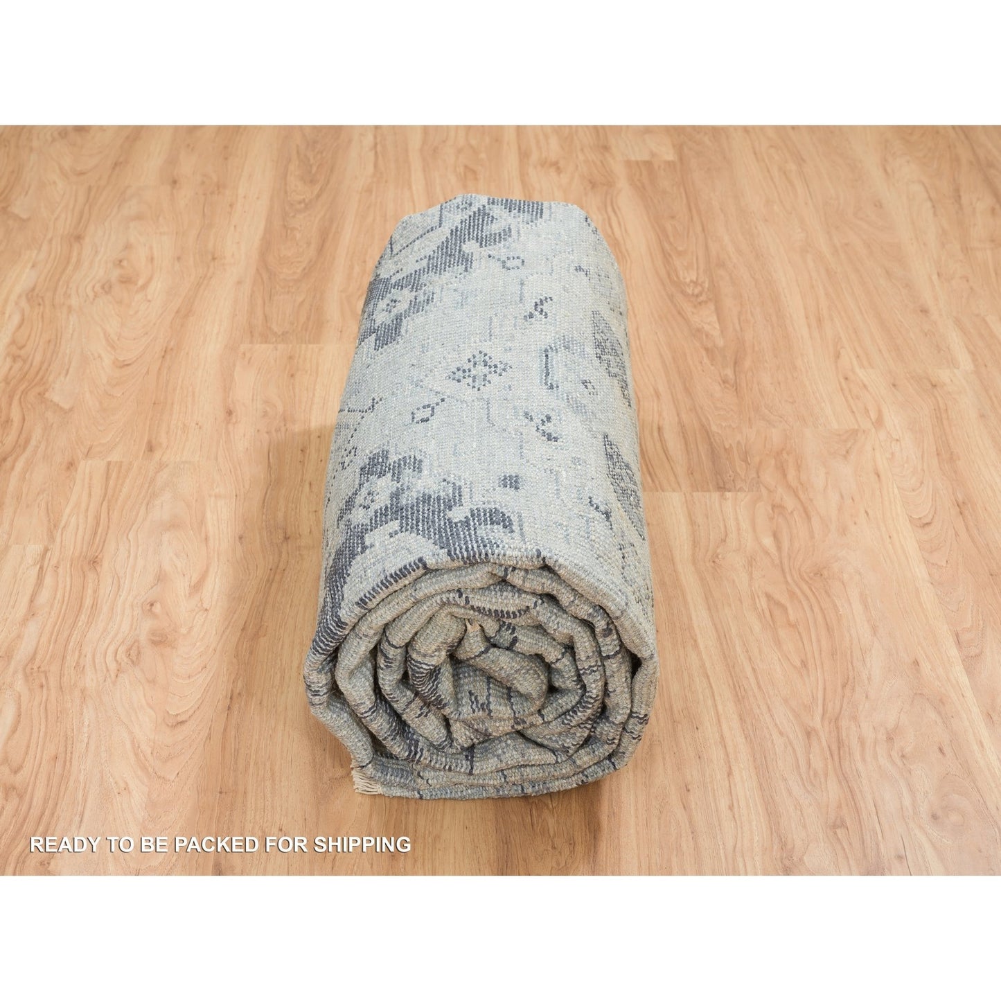 8'10"X12' Silver Gray Extra Soft Wool Hand Knotted Anatolian Design Rug