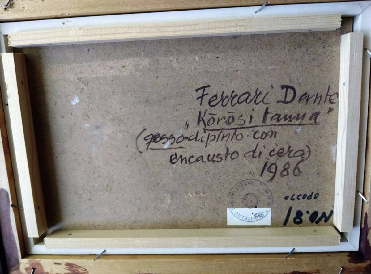 Dante Ferrari 1986 Signed Original Oil Painting Farmhouses Encaustic on Gesso