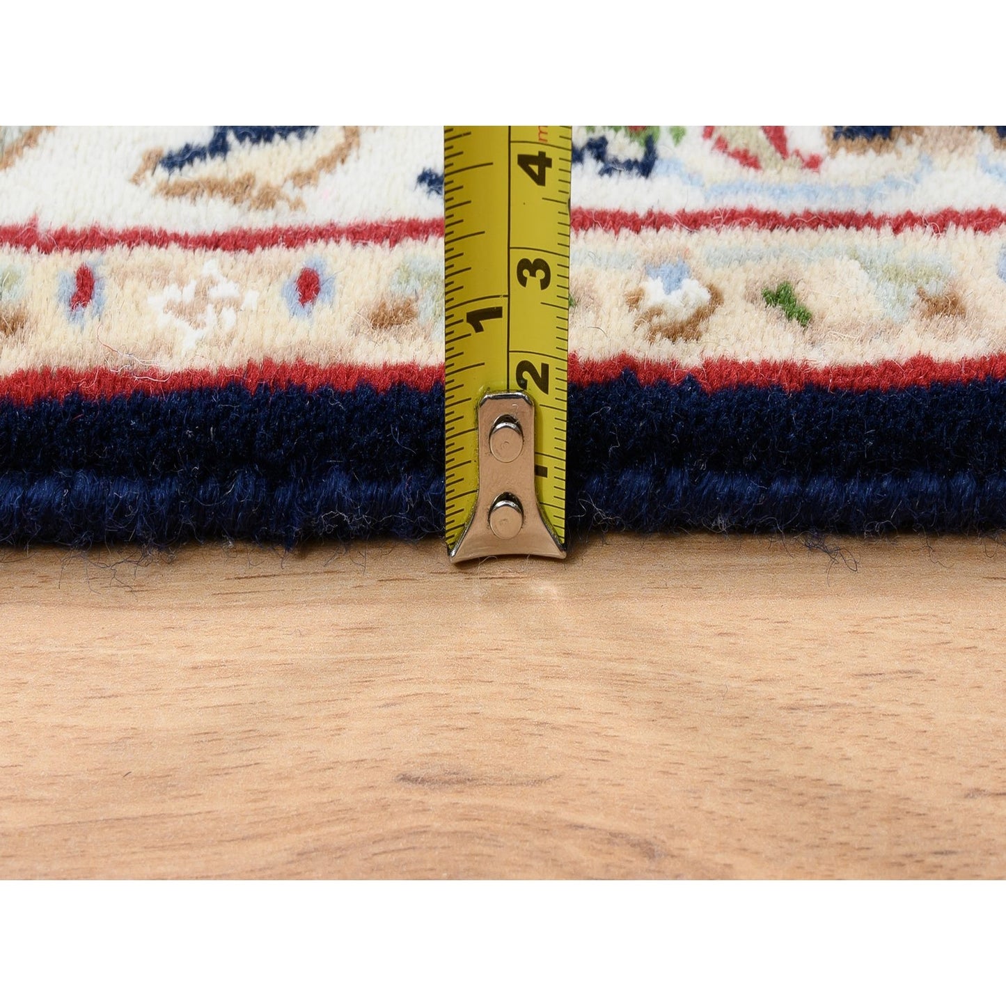 2'9"X14' Midnight Blue Nain Flower Design Wool Hand Knotted Runner Rug