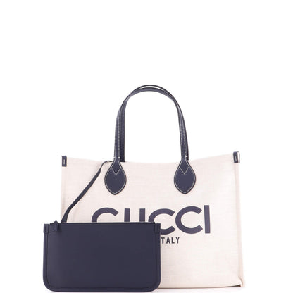 Gucci Logo Shopper Tote Printed Canvas Medium