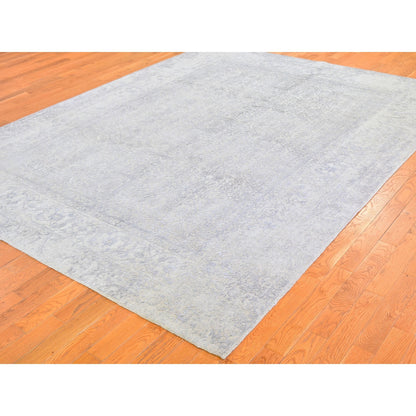 8'X10' Beige Wool And Silk Hand Loomed Fine Jacquard Rug