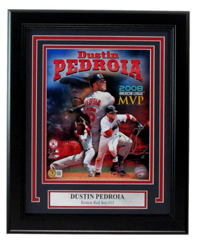 Dustin Pedroia Autographed 8X10 Photo Boston Red Sox Framed Beckett 188966