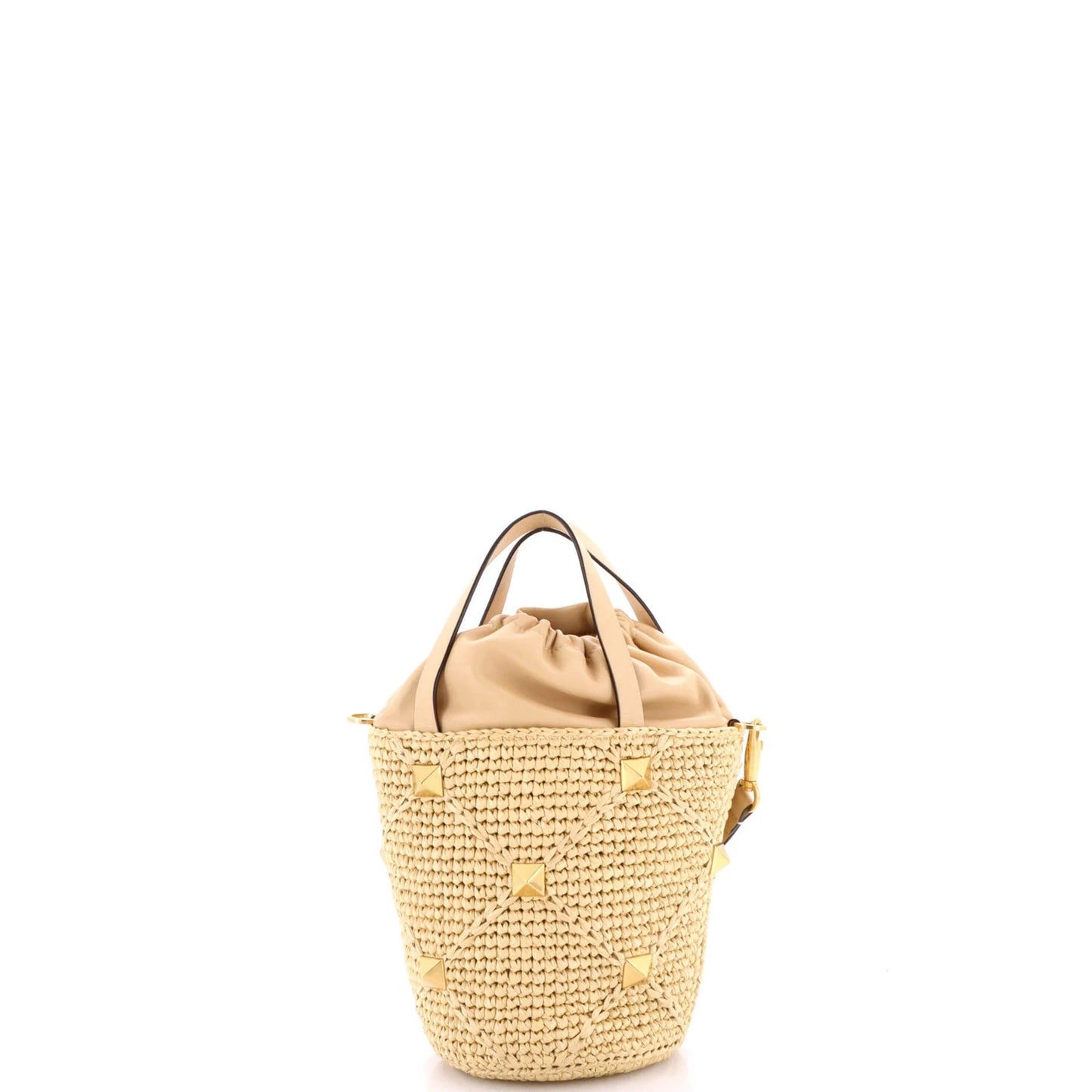 Valentino Garavani Roman Stud Bucket Bag Raffia And Leather