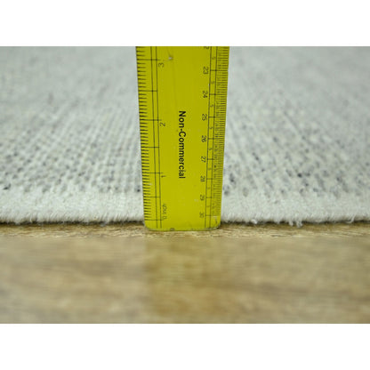 2'6"X8'1" Gray Hand Knotted Rug 100% Wool Oxidized Grass Design Runner