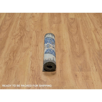 2'X3' Brown Broken & Erased Saroogh Design Wool And Silk Hand Knotted Rug